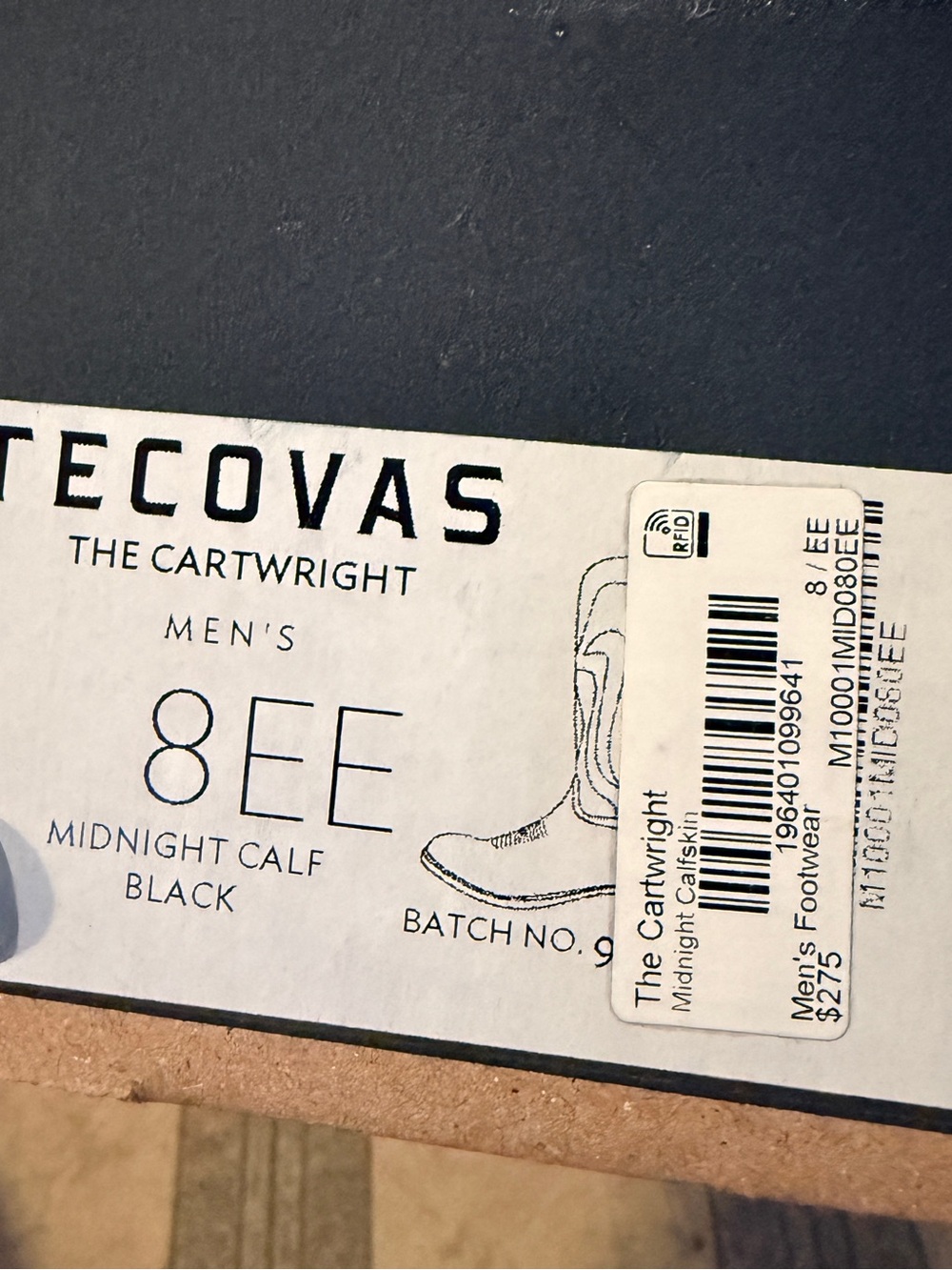 Tecovas “The Cartwright” midnight calfskin Leather Cowboy Boots size 8EE - Picture 10 of 11